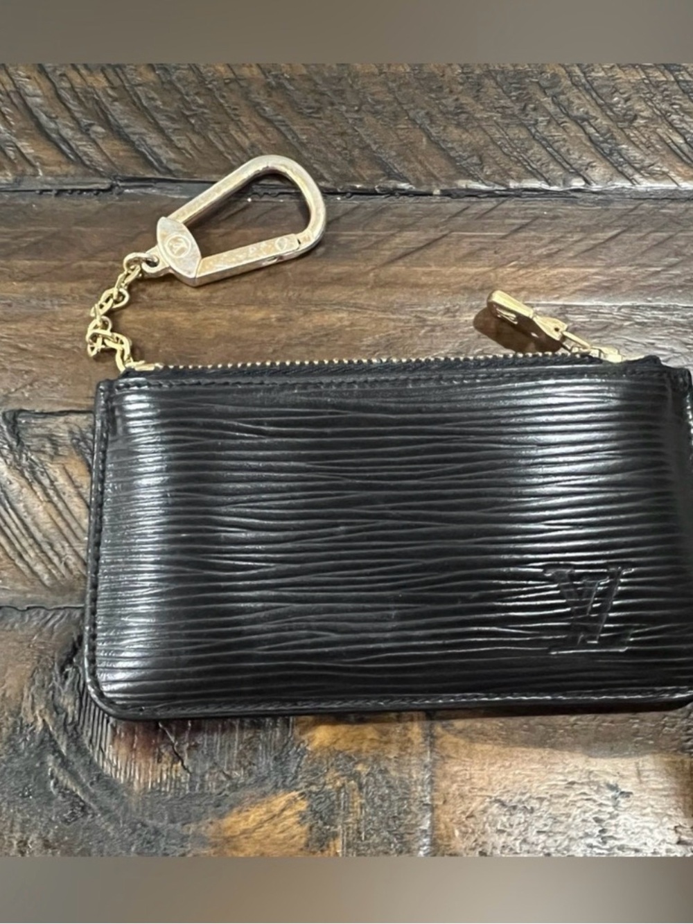 Louis Vuitton Black Epi Leather Key & Card Holder with Gold Hardware